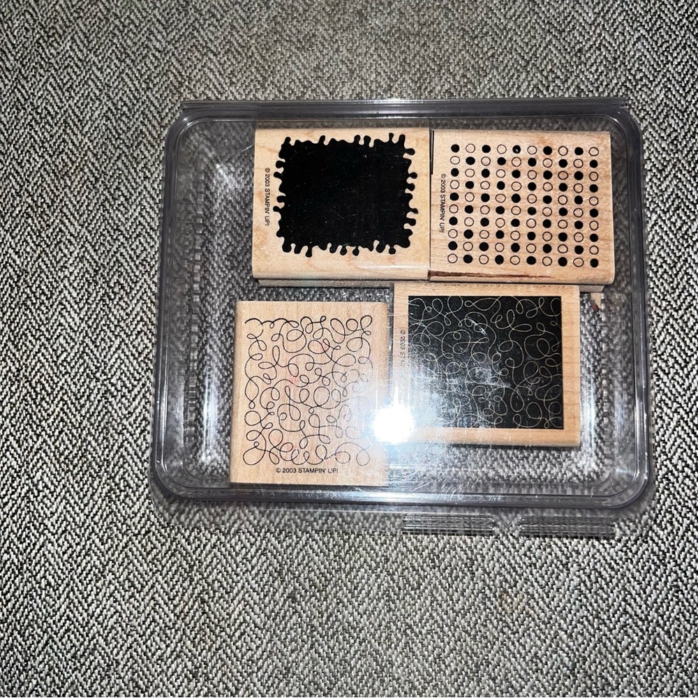 Retired Stampin Up! By Design 2003 Rubber Stamps Set Of 4 Backgrounds Wood Mount
